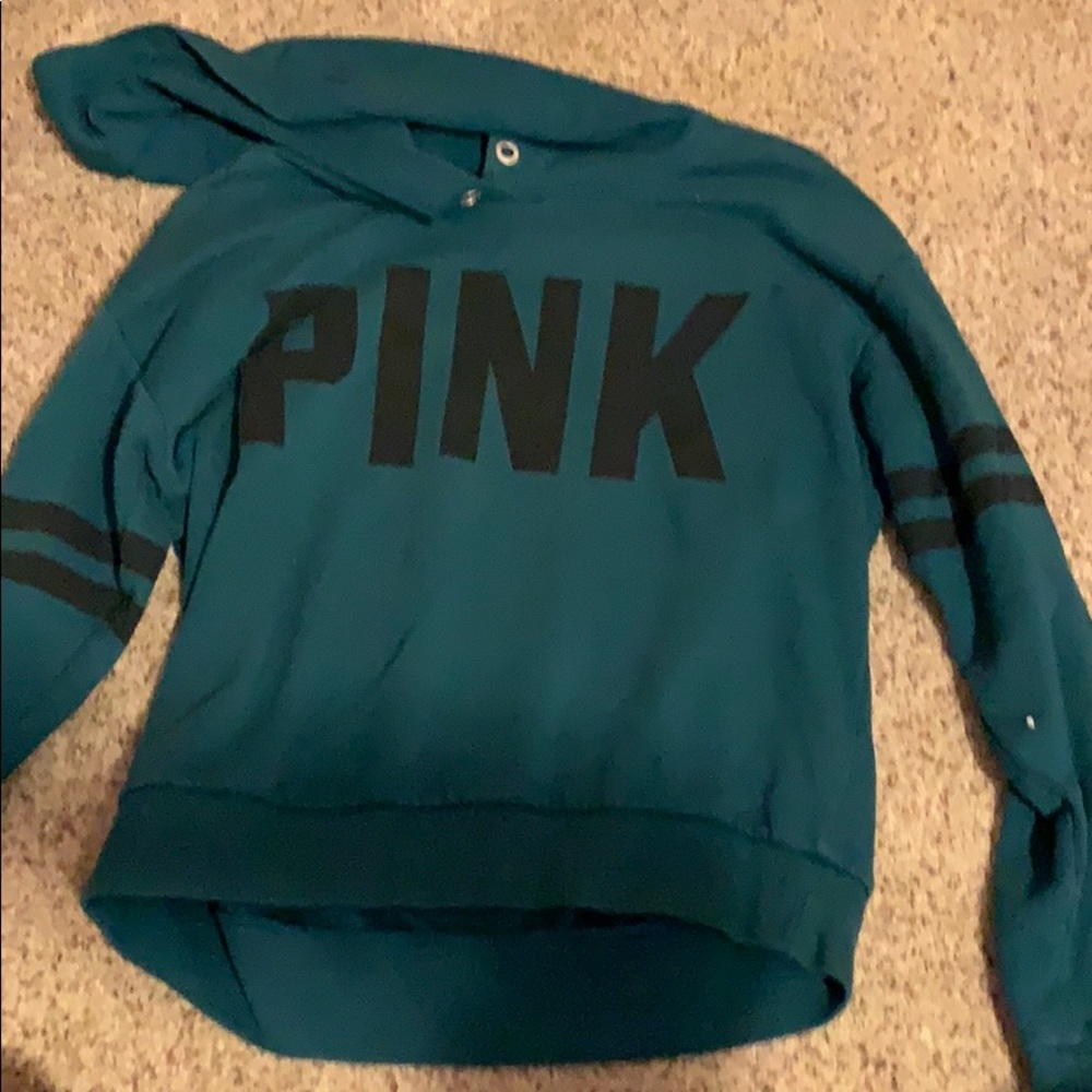 Dark teal and black “PINK” hoodie